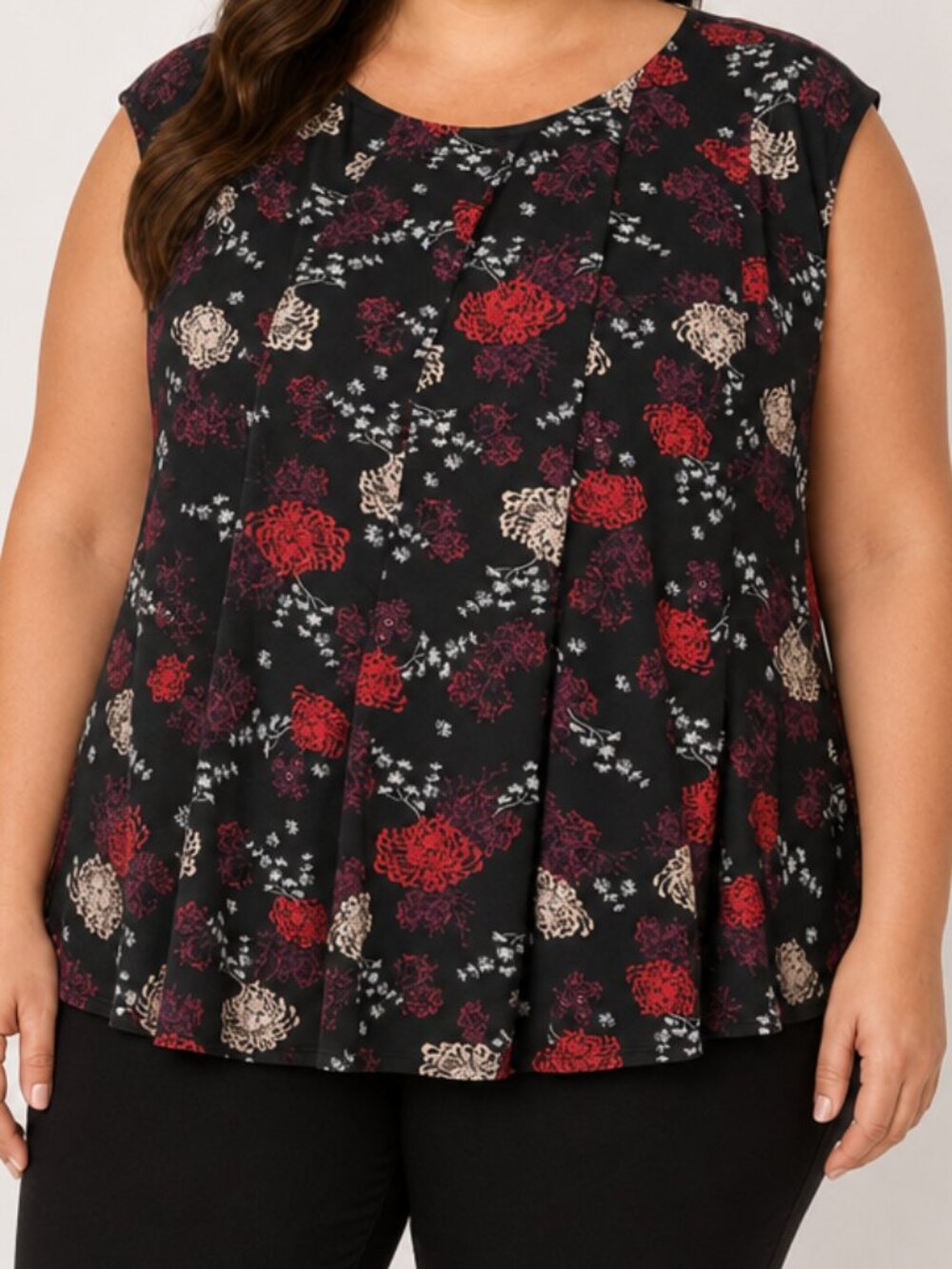 Sejour Romantic Spring Office Floral Pleated Top Blouse size 1X NWT